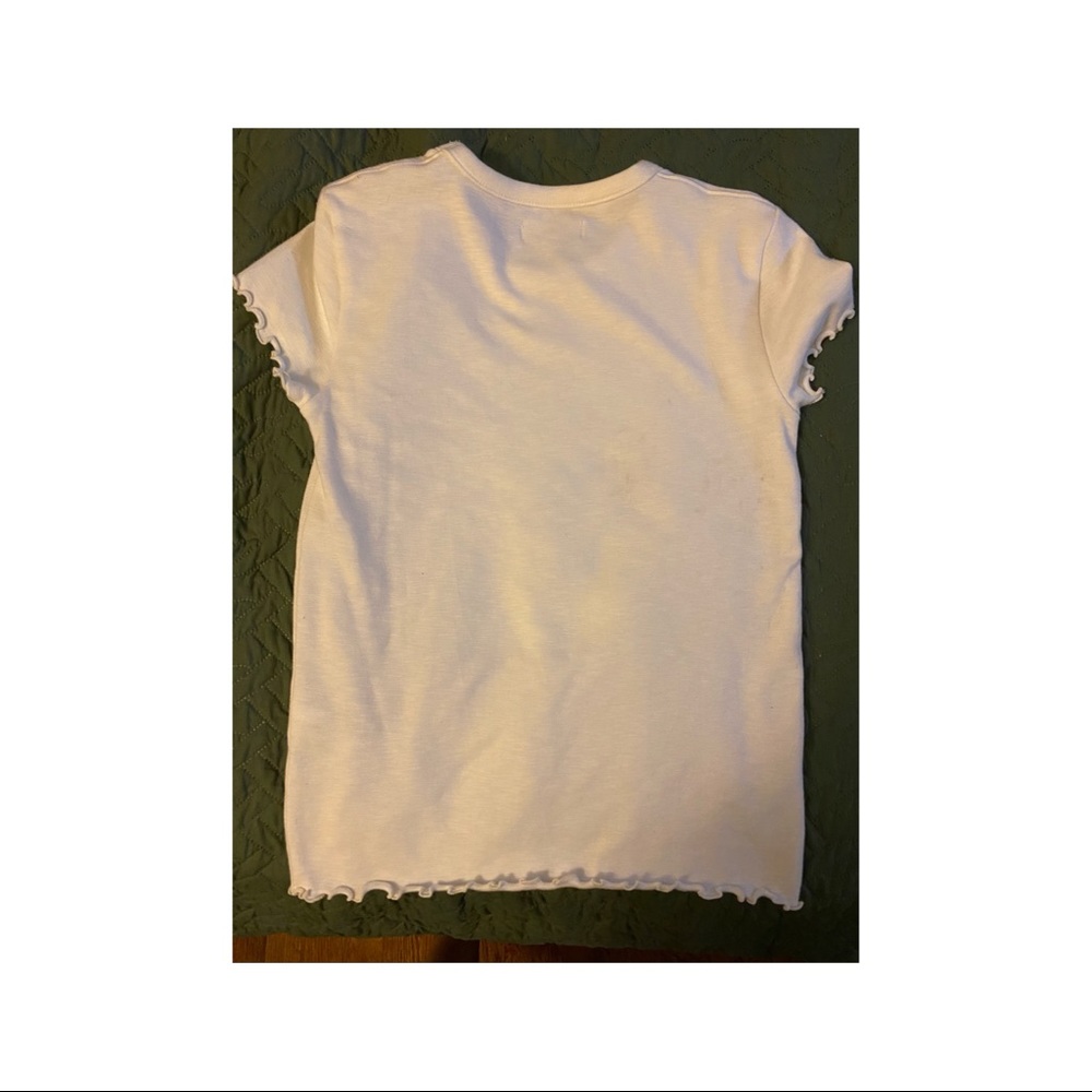 Madewell White Tshirt with Frilled Hems/Sleeves